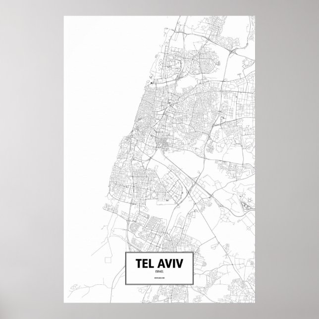 Tel Aviv, Israel (schwarz auf weiß) Poster (Vorne)