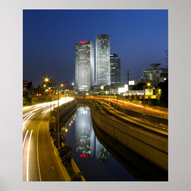Tel Aviv Towers Night Foto Poster (Vorne)