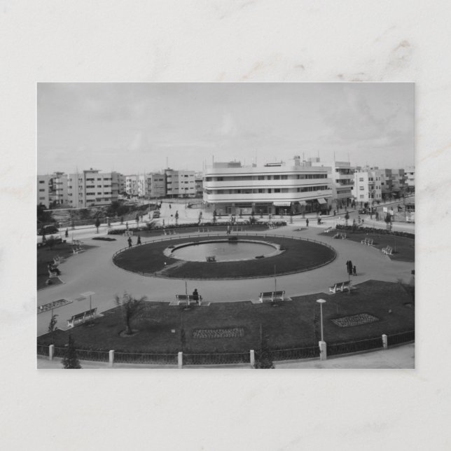 Tel Avivs Dizengoff Circle in den 1930er Jahren Postkarte (Vorderseite)