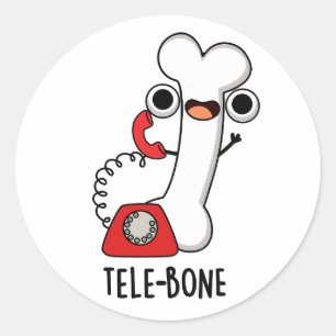 Tele-Bone Funny Bone Telefone Pun Runder Aufkleber