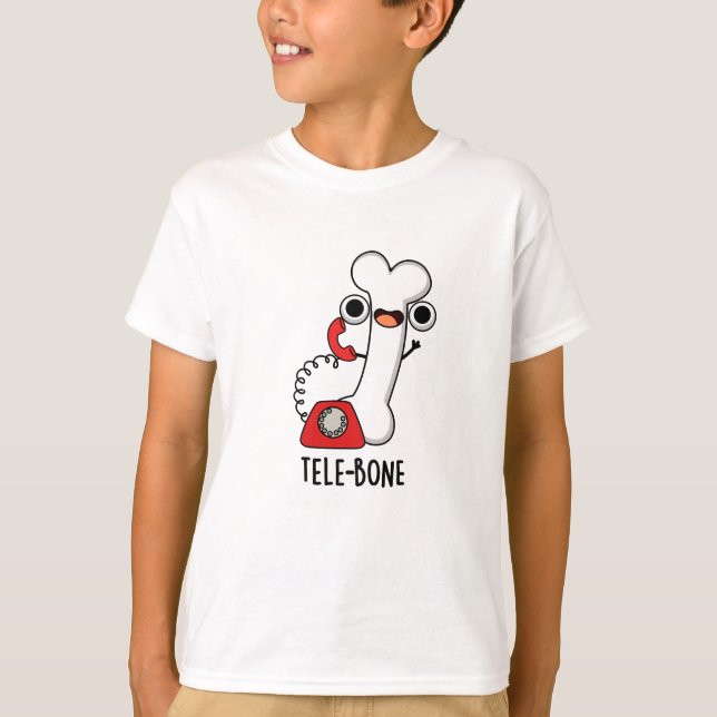 Tele-Bone Funny Bone Telefone Pun T-Shirt (Vorderseite)