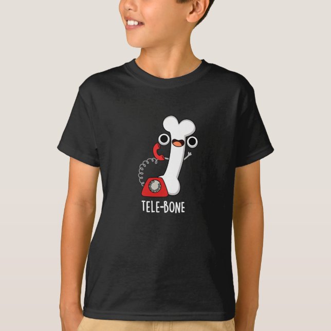 Telebone Funny Bone Telefone Pun Dark BG T-Shirt (Vorderseite)