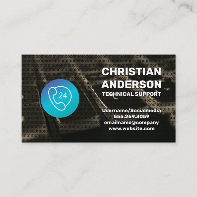 Telefon-24-Symbol | Technischer Dienst Visitenkarte (Vorderseite)