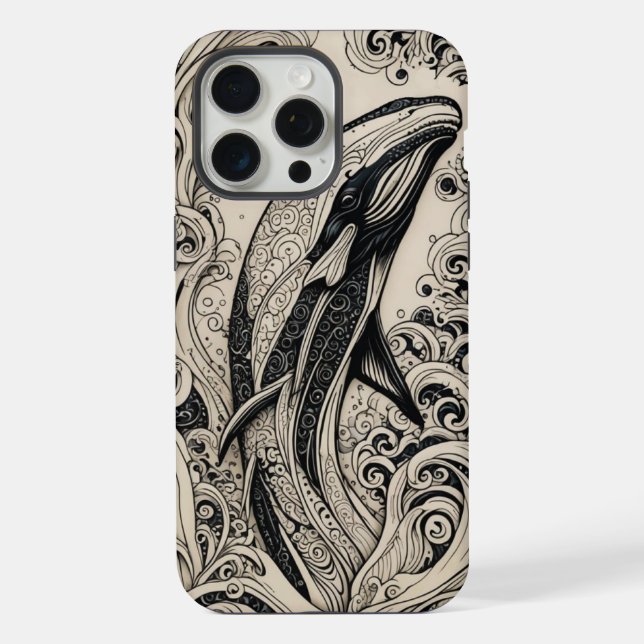 Telefon Bone Scrimshaw Whale iPhone Case Hülle (Rückseite)