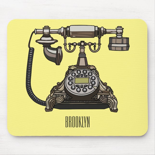 Telefon Cartoon-Illustration Mousepad (Vorne)