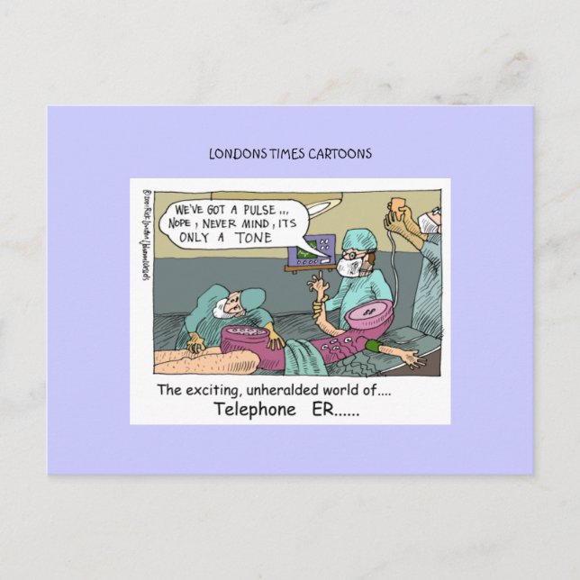 Telefon Code Blau Cartoon Lustige Postkarten (Vorderseite)