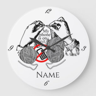 Telefon ist auf Strick Thunder_Cove Große Wanduhr