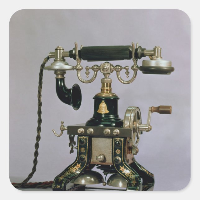 Telefon, Nationaler Telefondienst, USA, 1890 Quadratischer Aufkleber (Vorderseite)