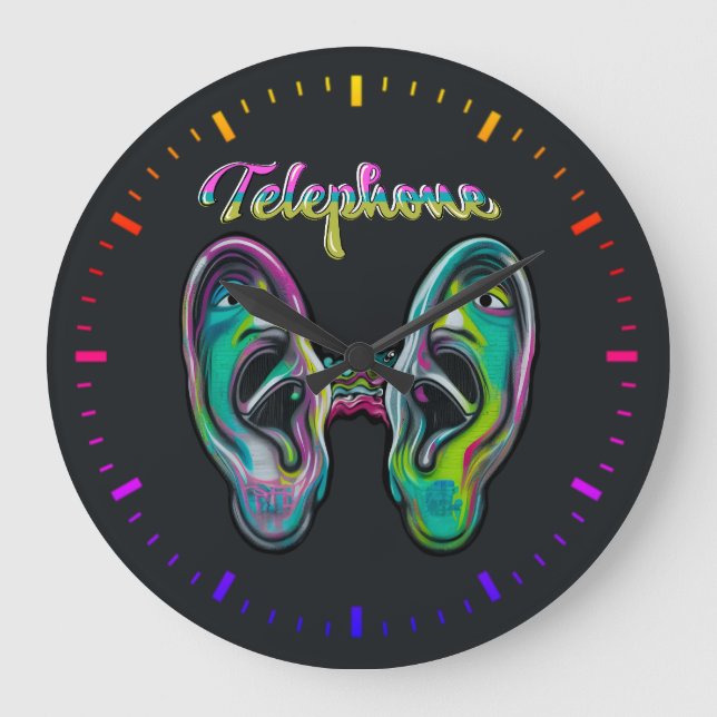 Telefon Tasse Große Wanduhr (Vorderseite)