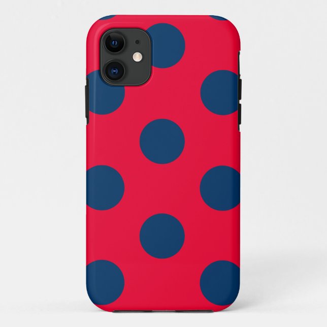 TelefonCase Polka Dot Red & Navy Blue Case-Mate iPhone Hülle (Rückseite)