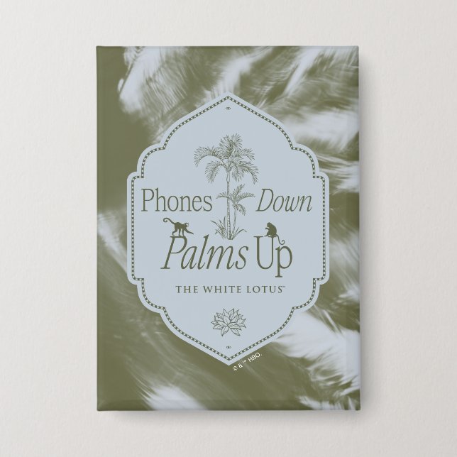 Telefone nach unten, Palmen nach oben - der weiße  Button (Vorderseite)