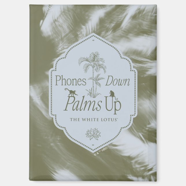 Telefone nach unten, Palmen nach oben - der weiße  Magnet (Vorderseite)