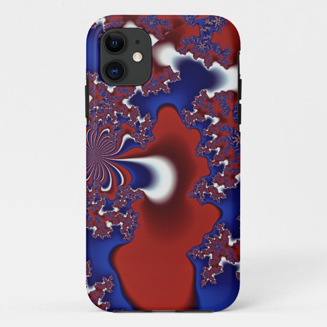 Telefongehäuse in Rot und Blau des Fraktals Case-Mate iPhone Hülle (Rückseite)