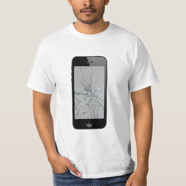 Telefonglas mit gebrochenem Glaslook T-Shirt (Vorderseite)