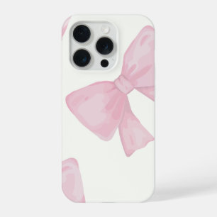 Telefonhülle mit rosa Schleife – Hübsche weiße Hül iPhone 15 Pro Hülle