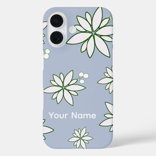 Telefonhülle Periwinkle mit weißen Blumen  Case-Mate iPhone Hülle (Rückseite)