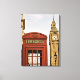 Telefonkabine und Turm des Big Ben Leinwanddruck