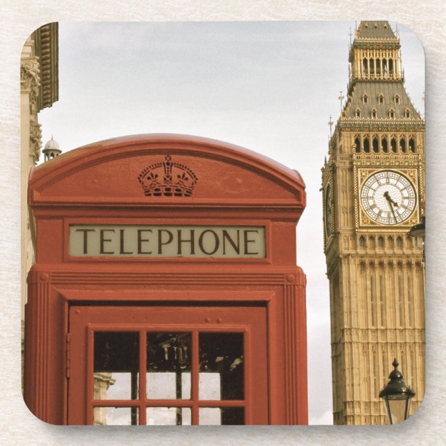 Telefonkabine und Turm des Big Ben Untersetzer (Vorderseite)