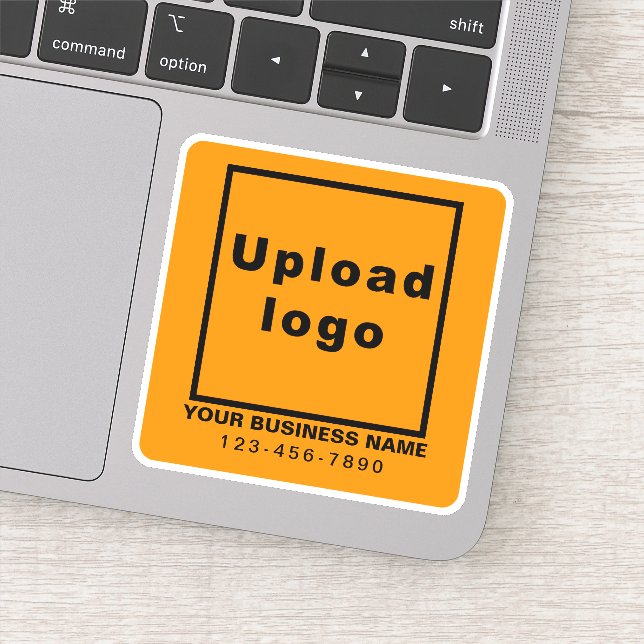 Telefonnummer des Unternehmens auf dem Orange Squa Aufkleber (Detail)