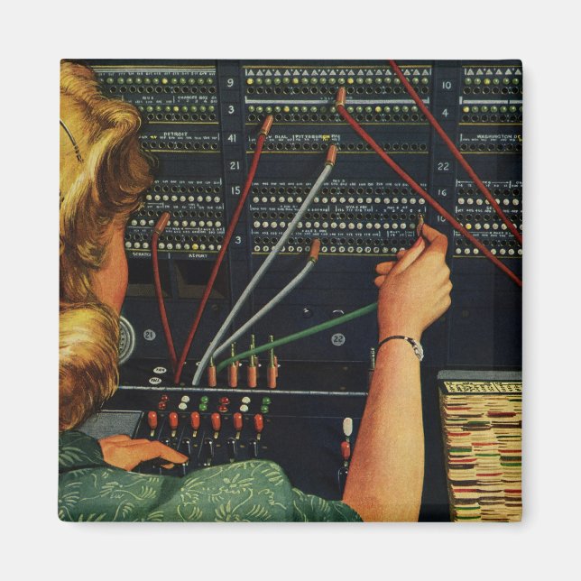 Telefonvermittler, Vintages Unternehmen Magnet (Vorne)