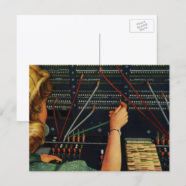 Telefonvermittler, Vintages Unternehmen Postkarte (Vorne/Hinten)
