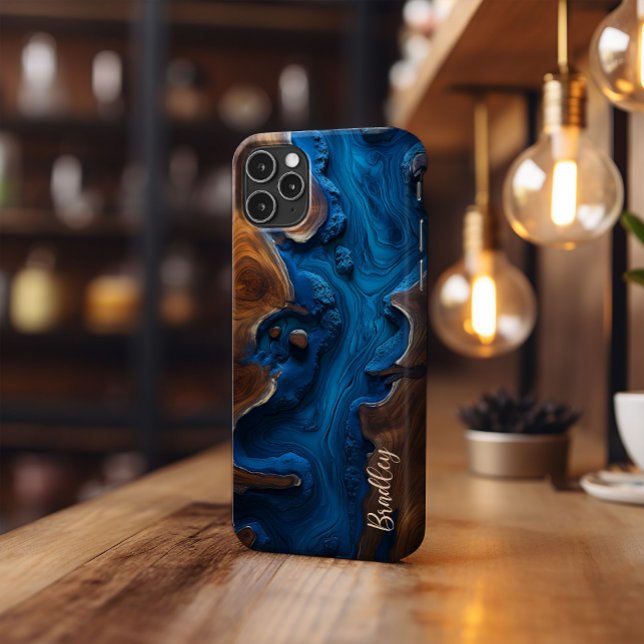 Telefonzelle, Royal Blue Resin, Burl-Holz-Design Case-Mate iPhone Hülle (Von Creator hochgeladen)