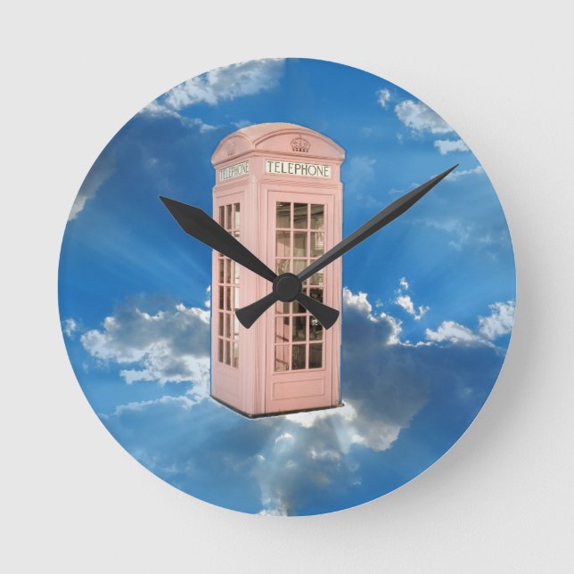 Telefonzelle Runde Wanduhr (Vorderseite)