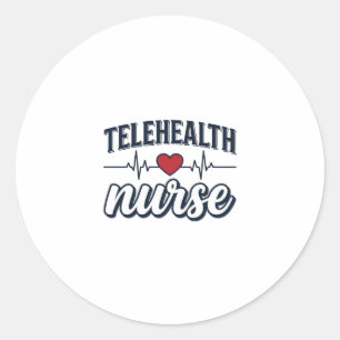 Telehealth-Krankenschwester Herzschlag Vintage-Shi Runder Aufkleber