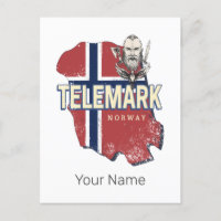Telemark Norwegen Province Map Vintag Souvenir