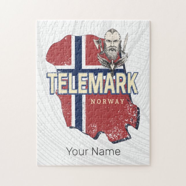 Telemark Norwegen Province Map Vintag Souvenir Puzzle (Vertikal)