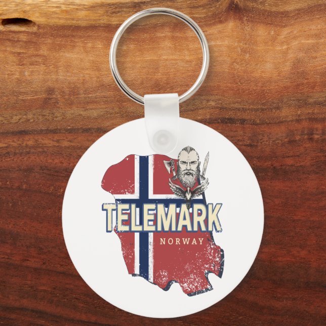 Telemark Norwegen Province Map Vintag Souvenir Schlüsselanhänger (Vorderseite)