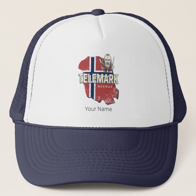 Telemark Norwegen Province Map Vintag Souvenir Truckerkappe (Vorderseite)