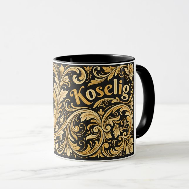 Telemark Rosemaling Tasse – Skandinavisch Gemütlic (VorderseiteRechts)