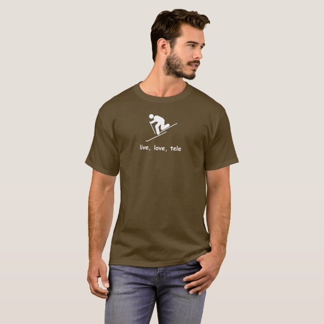 telemark Skifahren. Teleskifahren. , Leben die T-Shirt (Vorne ganz)
