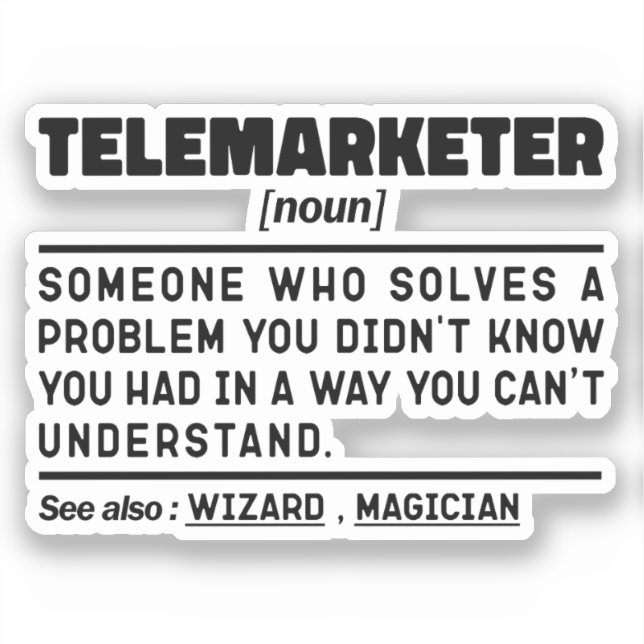 Telemarketer Noun Definition Vertriebsbeauftragter Aufkleber (Vorderseite)