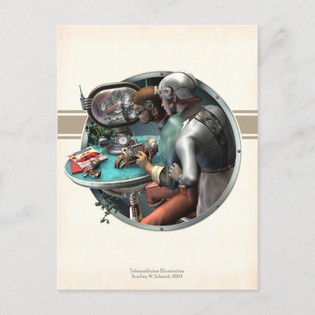Telemedizinische Illustration Postkarte (Vorderseite)