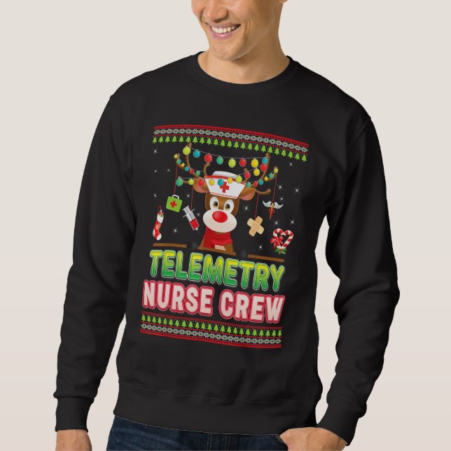 Telemetry Nurse Crew Niedlich Rentier Weihnachten  Sweatshirt (Vorderseite)