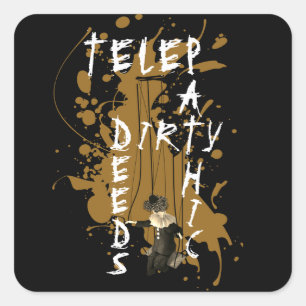 Telepathische Dirty Deeds Rock and Roll Mind Games Quadratischer Aufkleber