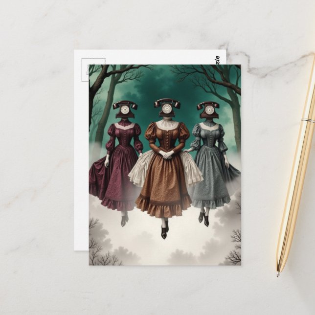 Telephone Ladies Postkarte (Vorderseite/Rückseite Beispiel)