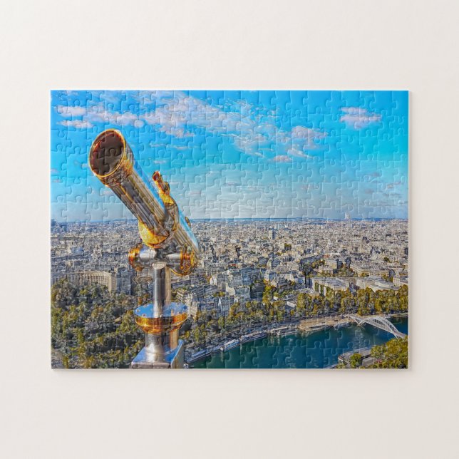 Telescope Eiffel Tower Paris. Puzzle (Horizontal)