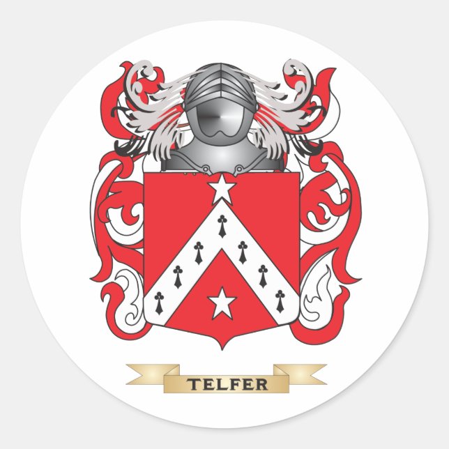 Telfer-Familienwappen (Wappen) Runder Aufkleber (Vorderseite)