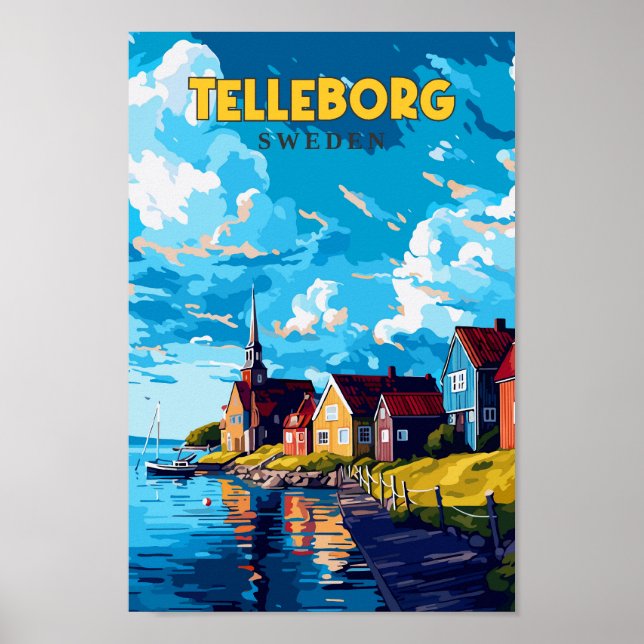 Telleborg Schweden Reisen Kunst Vintage Illustrati Poster (Vorne)