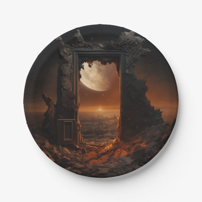 Teller auf dem Mond und im Weltraum (Vorderseite)