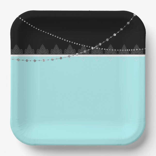 Teller aus blauem und schwarzem Papier (Vorderseite)