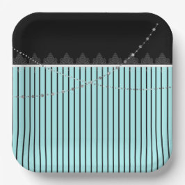 Teller aus blauem und schwarzem Streifen