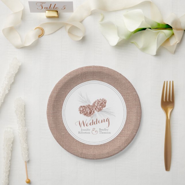 Teller aus braunem Winterkiefer (Hochzeit)