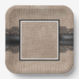 Teller aus Burlap-, Leinen- und Spitzenpapier