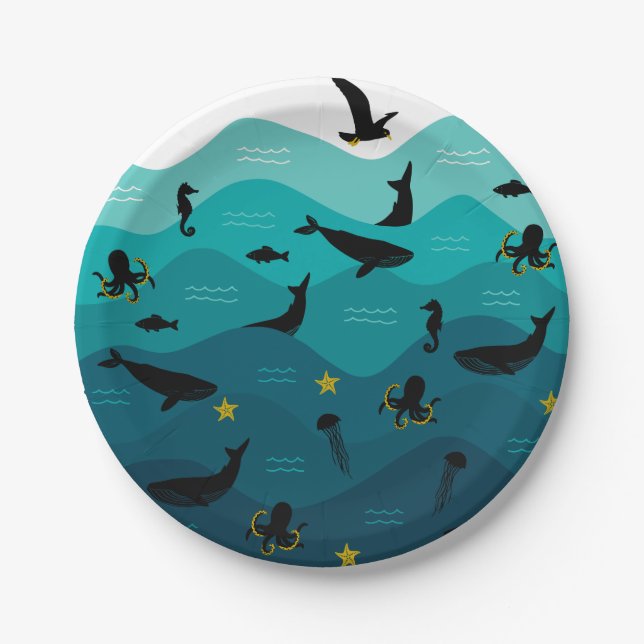 Teller aus dem Meerestierpapier (Vorderseite)