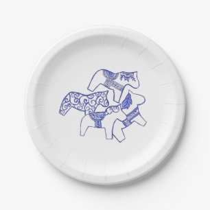 Teller aus dem Papier "Blau und Weiß"