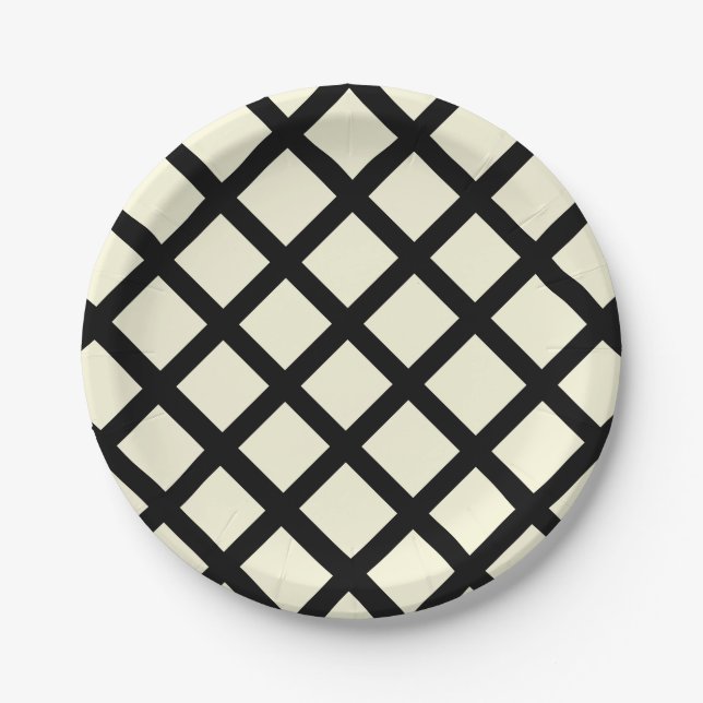 Teller aus Gitterpapier (Creme & Black) (Vorderseite)